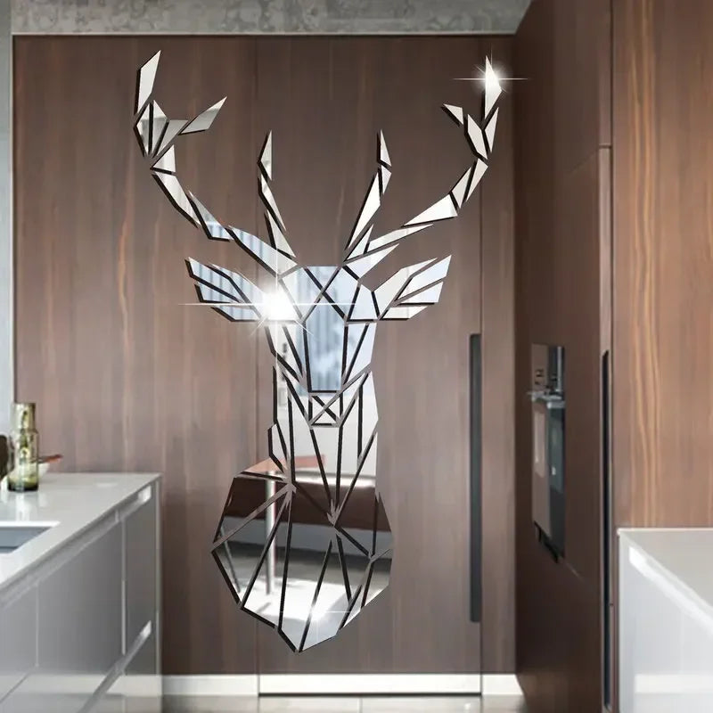 3D Acrylic Deer Head Mirror Stickers