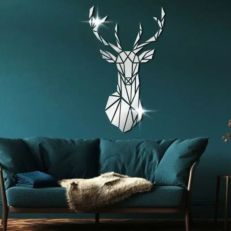 3D Acrylic Deer Head Mirror Stickers