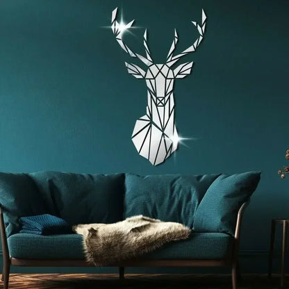 3D Acrylic Deer Head Mirror Stickers