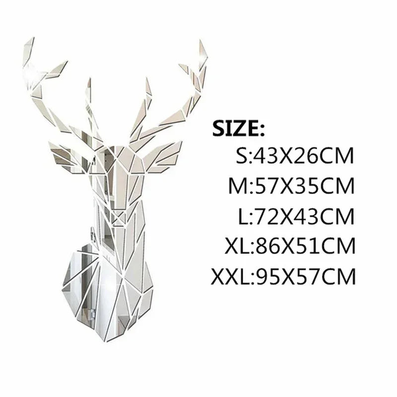 3D Acrylic Deer Head Mirror Stickers