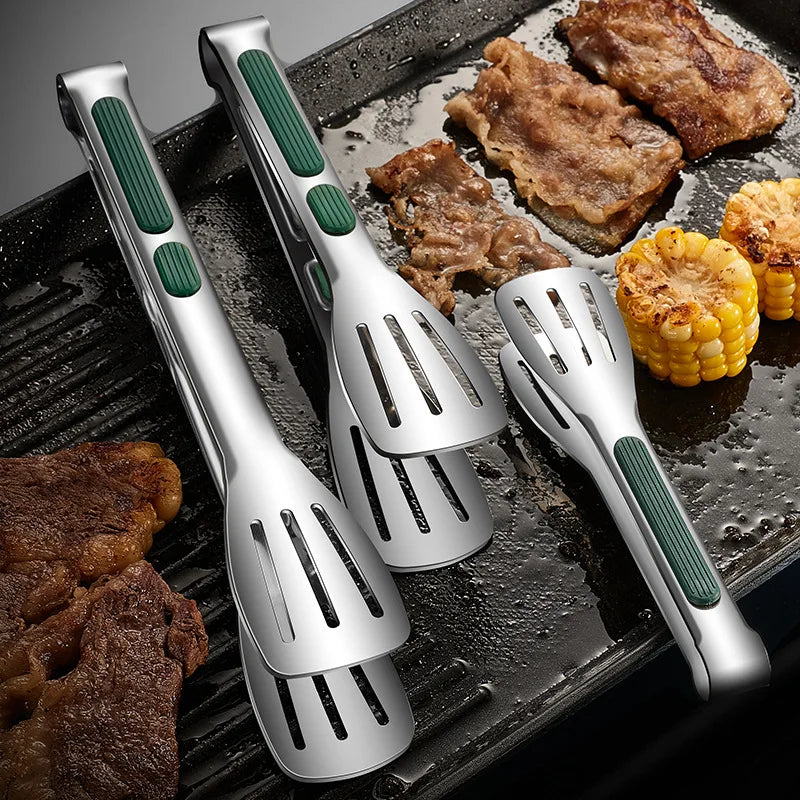 Non-Slip Stainless Steel Food Tongs