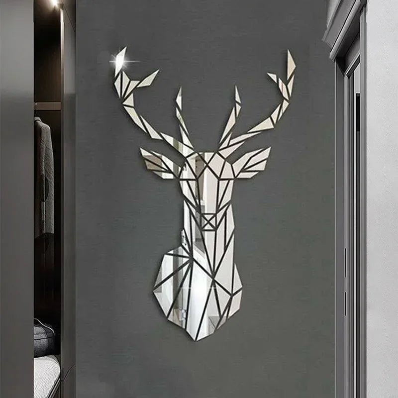 3D Acrylic Deer Head Mirror Stickers