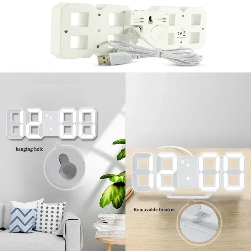 3D LED Digital Alarm Clock with Date