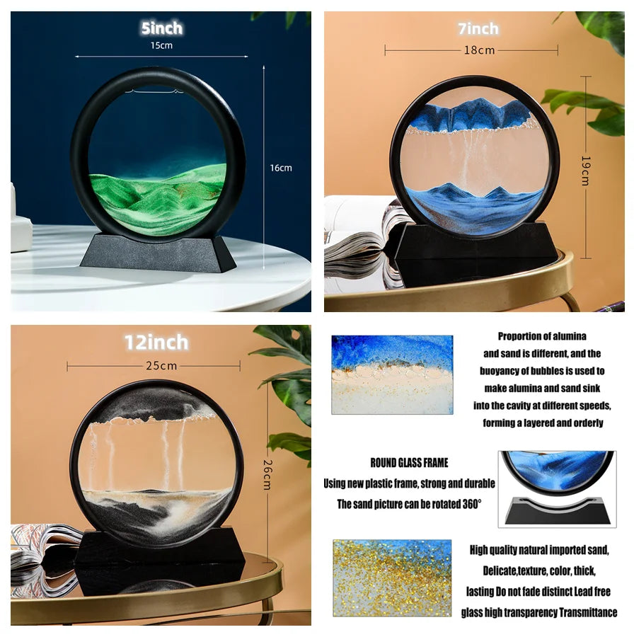 3D Moving Sand Art Round Glass Sandscape